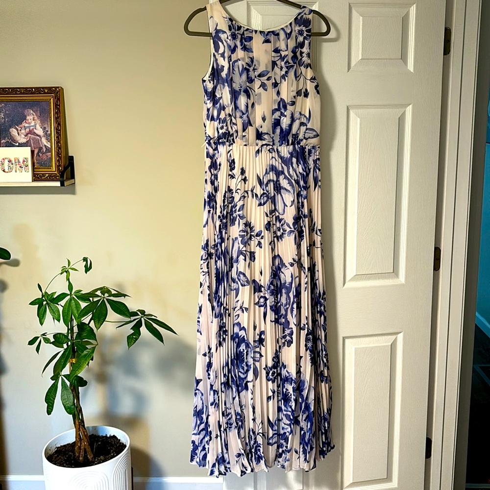 Eliza J Blue and Cream Floral Maxi Dress